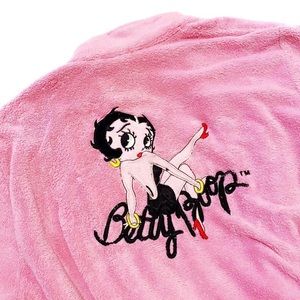 💖 SOLD 💖 Y2K Betty Boop Super Plush Pink Robe With Embroidery On The Back
